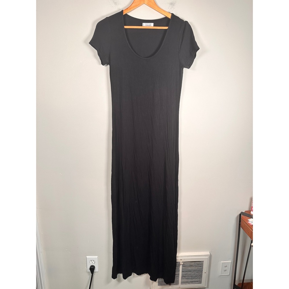 Mott 50 Maxi Dress Womens Small Black UPF 50 Bamboo Short Sleeve resort vacation